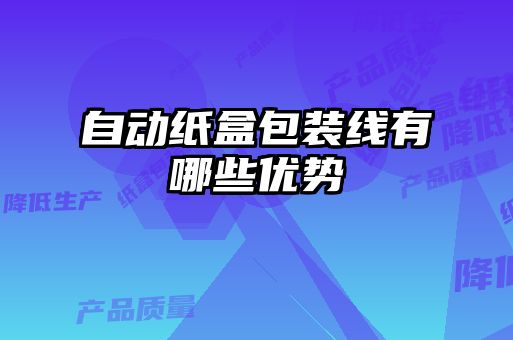 自動(dòng)紙盒包裝線有哪些優(yōu)勢
